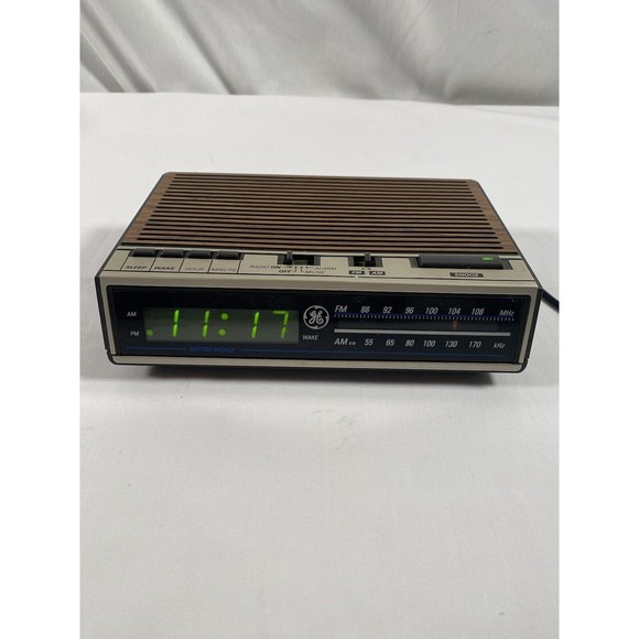 Other Vintage Ge Alarm Clock Radio Battery Backup Led Woodgrain